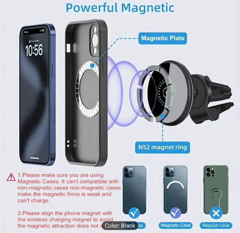 MagSafe Magnetic Wireless Car Phone Holder – For iPhone 12–16 Series