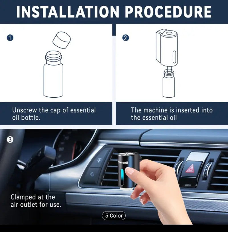 Universal Car Aroma Diffuser & Humidifier - Ambient Light + Essentials Oils