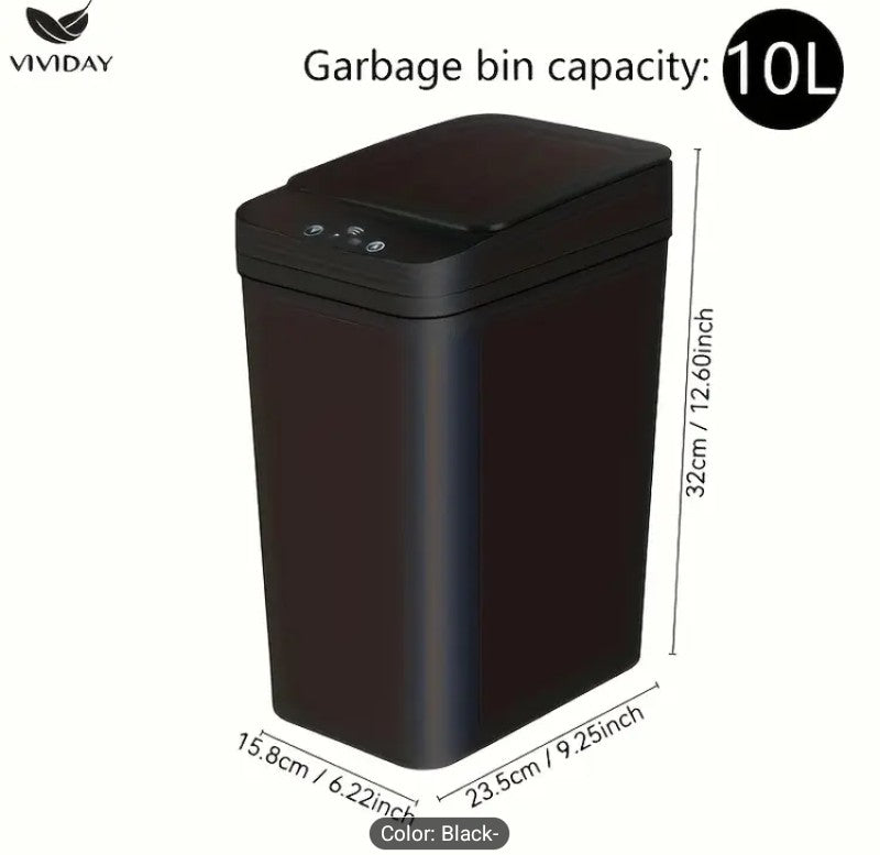 Smart Sensor Touchless Trash Can (Matt Black)