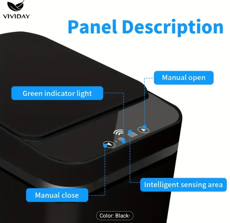 Smart Sensor Touchless Trash Can (Matt Black)